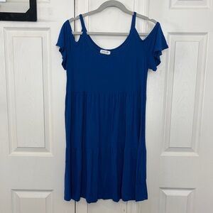 Sweet Lovely by Jen Elegant Blue Cold Shoulder Dress